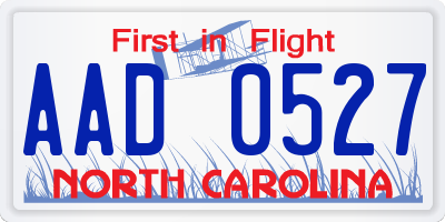 NC license plate AAD0527
