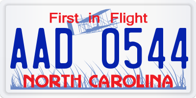 NC license plate AAD0544