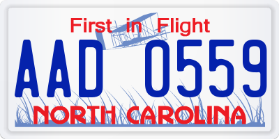 NC license plate AAD0559