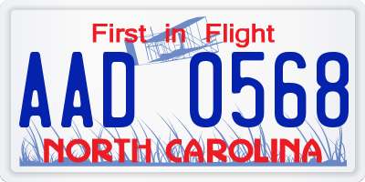 NC license plate AAD0568