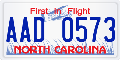 NC license plate AAD0573