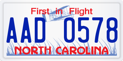 NC license plate AAD0578