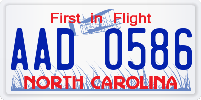 NC license plate AAD0586