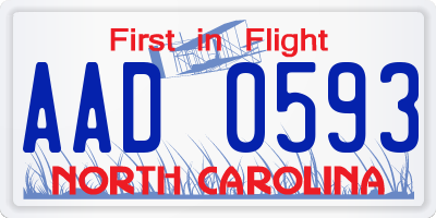 NC license plate AAD0593