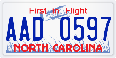 NC license plate AAD0597