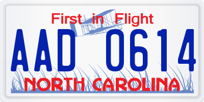 NC license plate AAD0614