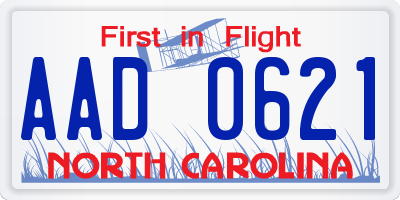 NC license plate AAD0621