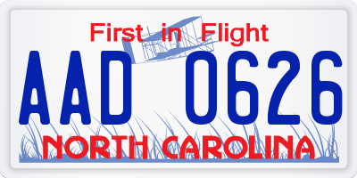 NC license plate AAD0626