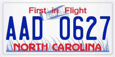 NC license plate AAD0627