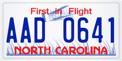 NC license plate AAD0641