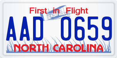 NC license plate AAD0659
