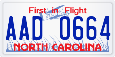 NC license plate AAD0664
