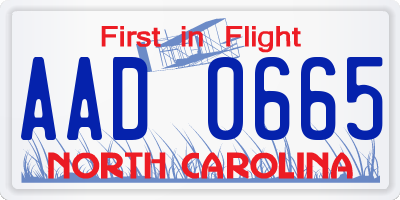 NC license plate AAD0665