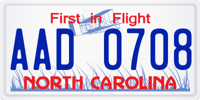 NC license plate AAD0708