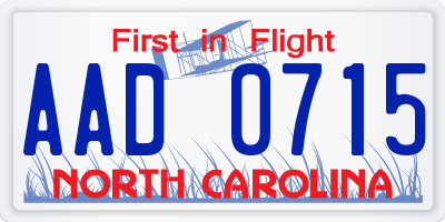 NC license plate AAD0715
