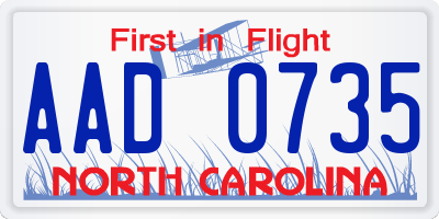 NC license plate AAD0735