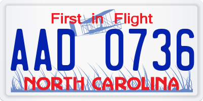 NC license plate AAD0736