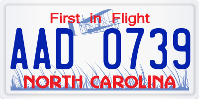 NC license plate AAD0739