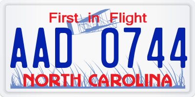 NC license plate AAD0744