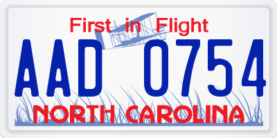 NC license plate AAD0754