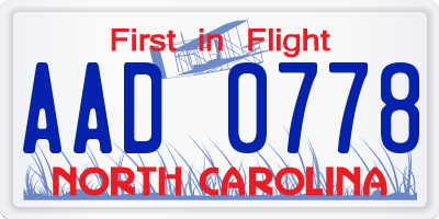 NC license plate AAD0778