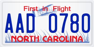 NC license plate AAD0780