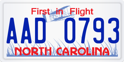 NC license plate AAD0793