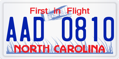 NC license plate AAD0810
