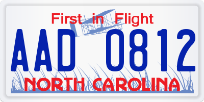 NC license plate AAD0812