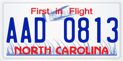 NC license plate AAD0813