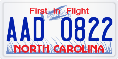 NC license plate AAD0822