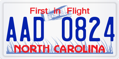 NC license plate AAD0824