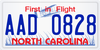 NC license plate AAD0828