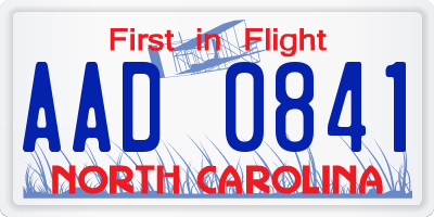 NC license plate AAD0841