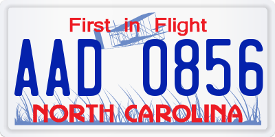 NC license plate AAD0856