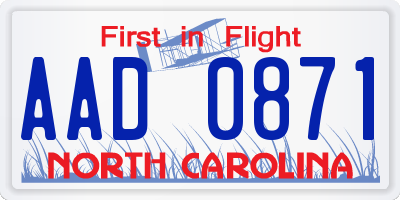 NC license plate AAD0871