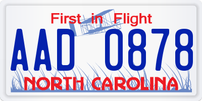 NC license plate AAD0878