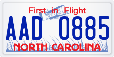 NC license plate AAD0885