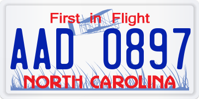 NC license plate AAD0897
