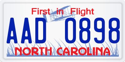 NC license plate AAD0898