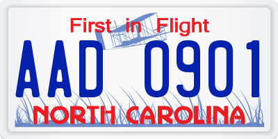 NC license plate AAD0901