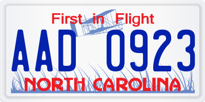 NC license plate AAD0923