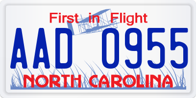 NC license plate AAD0955