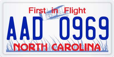 NC license plate AAD0969