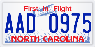 NC license plate AAD0975