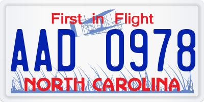 NC license plate AAD0978
