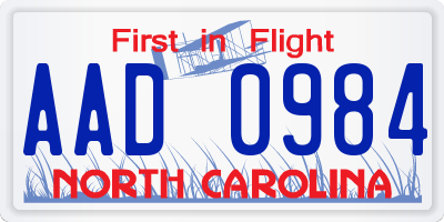 NC license plate AAD0984