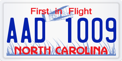 NC license plate AAD1009
