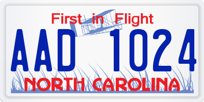 NC license plate AAD1024