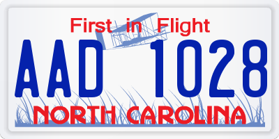 NC license plate AAD1028